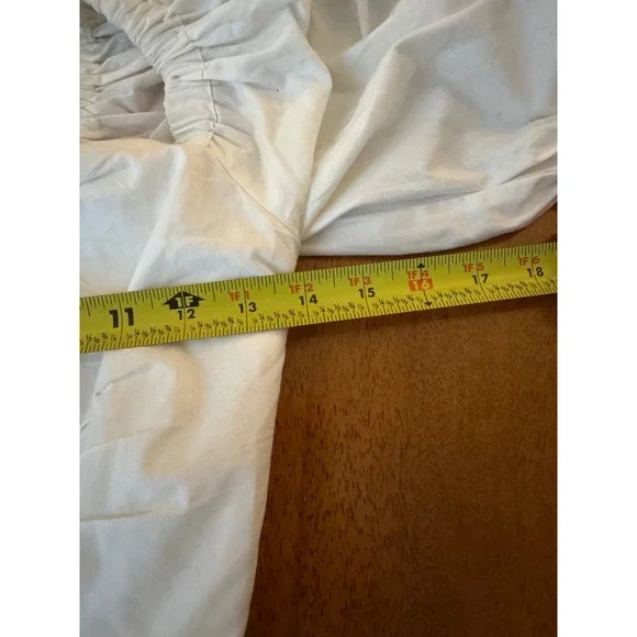 Abercrombie & Fitch White Puff Sleeve Smocked Ruched Crop Top Sz XS Cottagecore - Picture 7 of 9